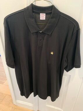 Brooks Brothers Black Polo with Small Gold Emblem